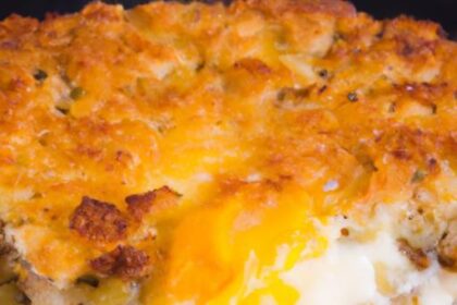 Hearty Breakfast Casserole with Crispy Hash Browns Delight