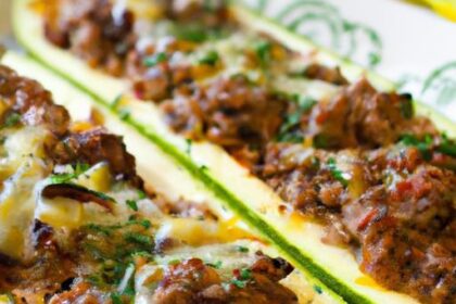 Stuffed Zucchini Boats: Savory Ground Beef Delight Recipe