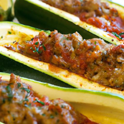 Stuffed Zucchini Boats: Savory ground Beef Delight Recipe