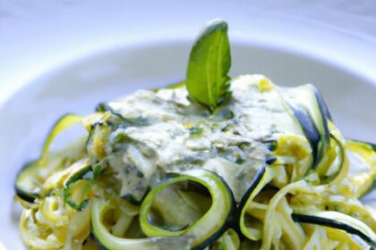 Twirl into Flavor: Creamy Pesto Zucchini Noodle Delight