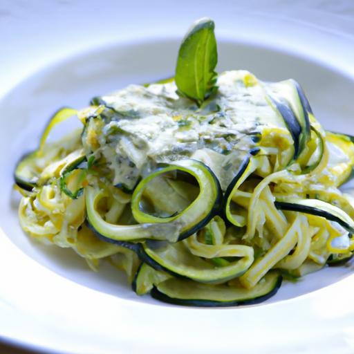 Twirl into Flavor: Creamy Pesto Zucchini Noodle Delight