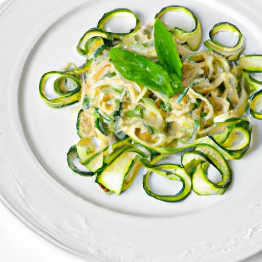 Twirl into Flavor: Creamy Pesto Zucchini Noodle Delight