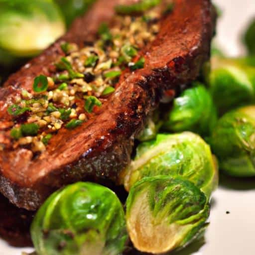 Savor Garlic Butter Steak Paired with Roasted Brussels Sprouts
