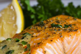 Zesty Grilled Salmon with Creamy Lemon Dill Sauce Delight
