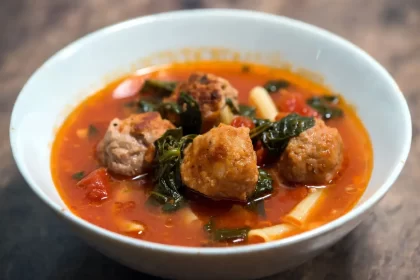 Hearty Homemade Italian Wedding Soup with Chicken Meatballs